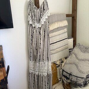 Strapless Lace Boho Maxi Dress